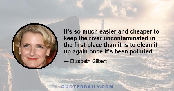 It's so much easier and cheaper to keep the river uncontaminated in the first place than it is to clean it up again once it's been polluted.