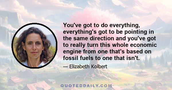 You've got to do everything, everything's got to be pointing in the same direction and you've got to really turn this whole economic engine from one that's based on fossil fuels to one that isn't.