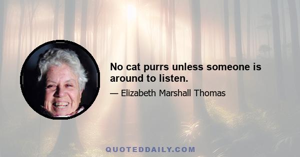 No cat purrs unless someone is around to listen.