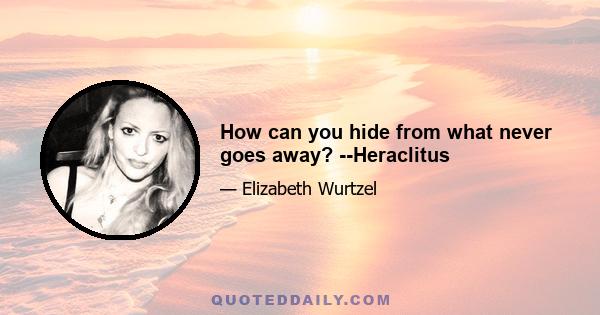 How can you hide from what never goes away? --Heraclitus