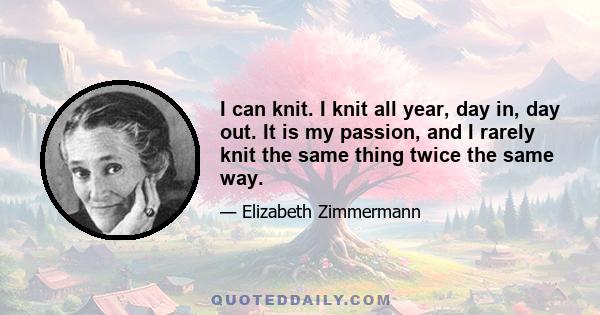 I can knit. I knit all year, day in, day out. It is my passion, and I rarely knit the same thing twice the same way.