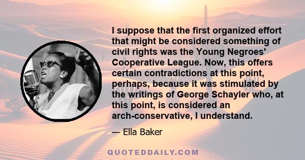 I suppose that the first organized effort that might be considered something of civil rights was the Young Negroes' Cooperative League. Now, this offers certain contradictions at this point, perhaps, because it was