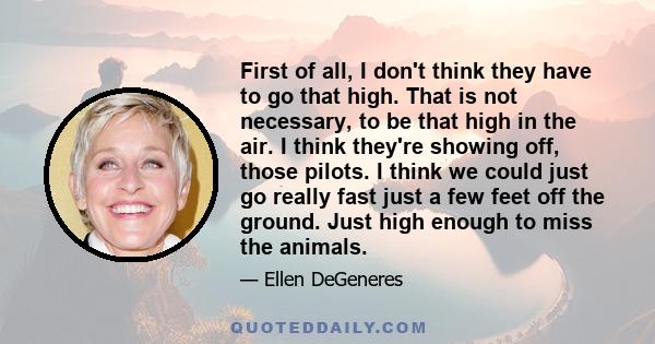 First of all, I don't think they have to go that high. That is not necessary, to be that high in the air. I think they're showing off, those pilots. I think we could just go really fast just a few feet off the ground.