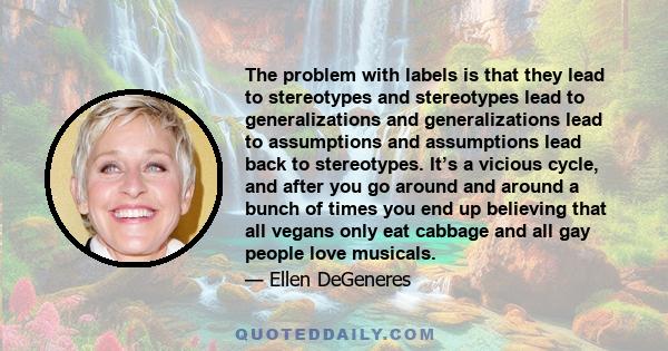 The problem with labels is that they lead to stereotypes and stereotypes lead to generalizations and generalizations lead to assumptions and assumptions lead back to stereotypes. It’s a vicious cycle, and after you go