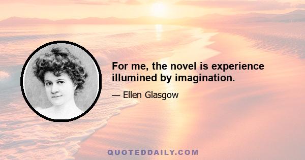 For me, the novel is experience illumined by imagination.