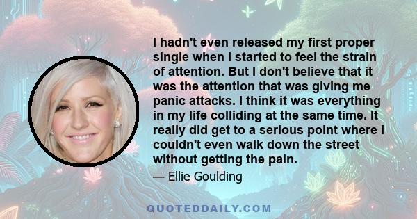 I hadn't even released my first proper single when I started to feel the strain of attention. But I don't believe that it was the attention that was giving me panic attacks. I think it was everything in my life