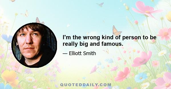 I'm the wrong kind of person to be really big and famous.