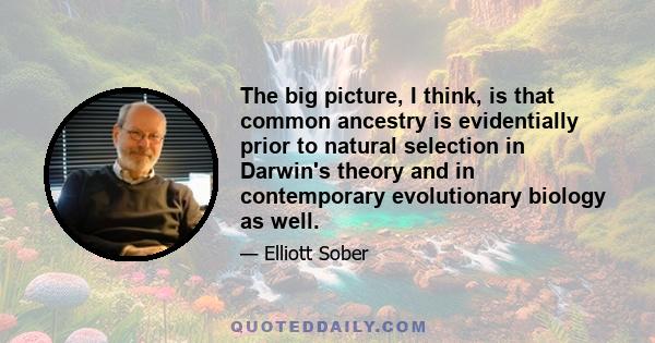 The big picture, I think, is that common ancestry is evidentially prior to natural selection in Darwin's theory and in contemporary evolutionary biology as well.