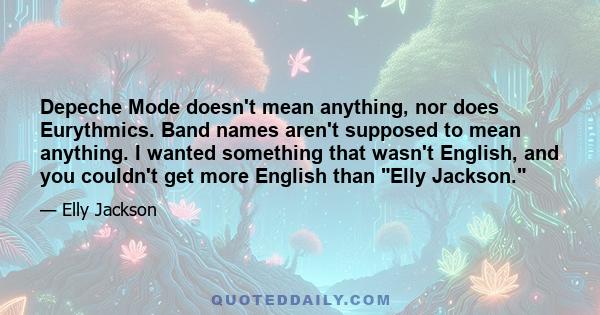 Depeche Mode doesn't mean anything, nor does Eurythmics. Band names aren't supposed to mean anything. I wanted something that wasn't English, and you couldn't get more English than Elly Jackson.