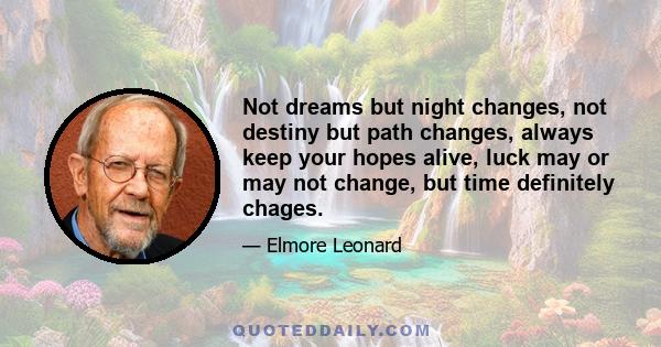 Not dreams but night changes, not destiny but path changes, always keep your hopes alive, luck may or may not change, but time definitely chages.