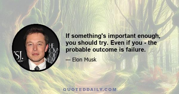 If something's important enough, you should try. Even if you - the probable outcome is failure.