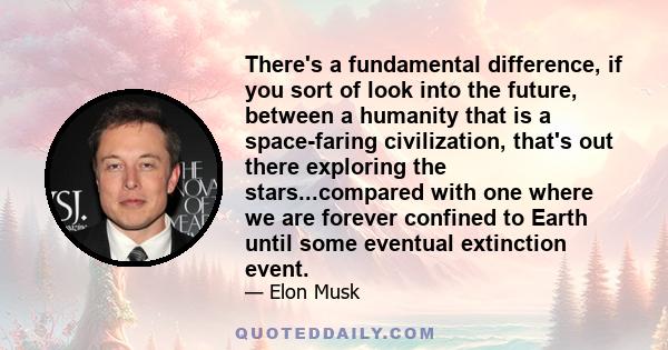 There's a fundamental difference, if you sort of look into the future, between a humanity that is a space-faring civilization, that's out there exploring the stars...compared with one where we are forever confined to