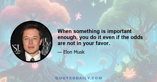 When something is important enough, you do it even if the odds are not in your favor.