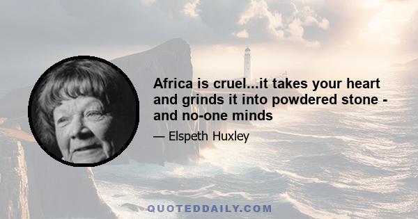 Africa is cruel...it takes your heart and grinds it into powdered stone - and no-one minds