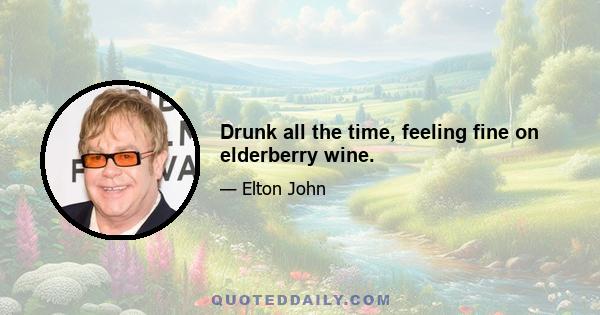 Drunk all the time, feeling fine on elderberry wine.