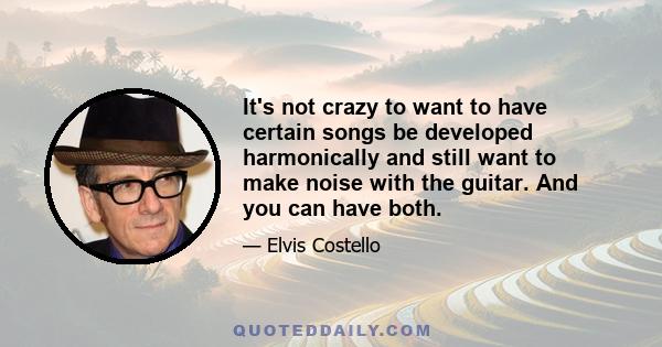 It's not crazy to want to have certain songs be developed harmonically and still want to make noise with the guitar. And you can have both.