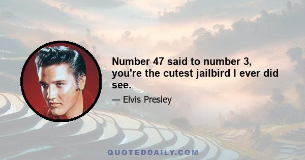 Number 47 said to number 3, you're the cutest jailbird I ever did see.