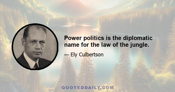 Power politics is the diplomatic name for the law of the jungle.