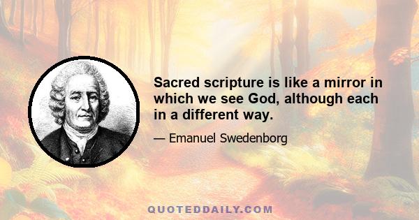 Sacred scripture is like a mirror in which we see God, although each in a different way.