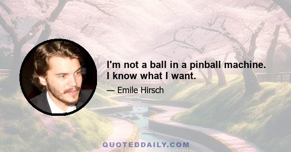 I'm not a ball in a pinball machine. I know what I want.