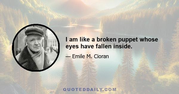 I am like a broken puppet whose eyes have fallen inside.