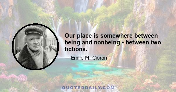 Our place is somewhere between being and nonbeing - between two fictions.