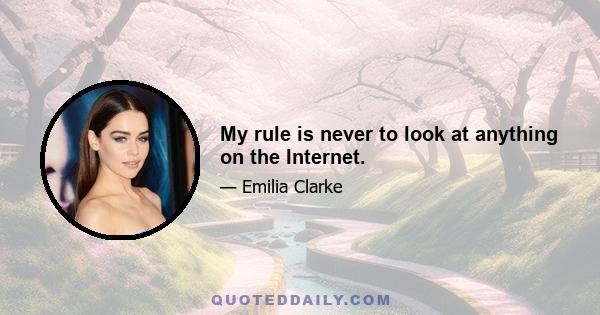 My rule is never to look at anything on the Internet.