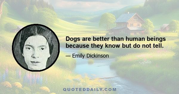 Dogs are better than human beings because they know but do not tell.