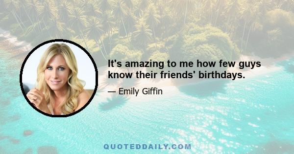 It's amazing to me how few guys know their friends' birthdays.