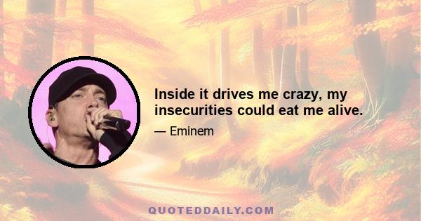 Inside it drives me crazy, my insecurities could eat me alive.