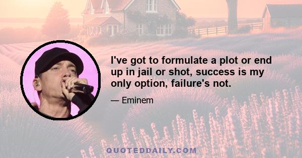 I've got to formulate a plot or end up in jail or shot, success is my only option, failure's not.