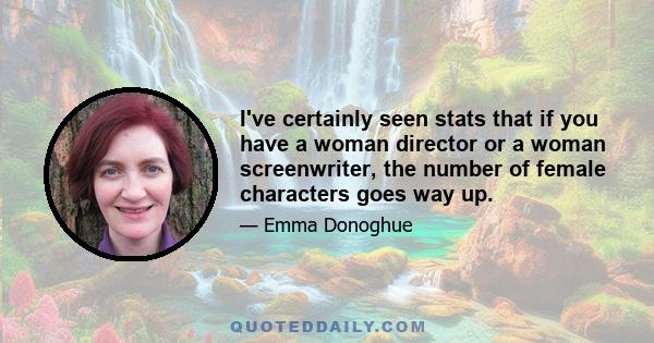 I've certainly seen stats that if you have a woman director or a woman screenwriter, the number of female characters goes way up.