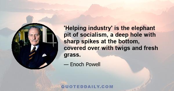 'Helping industry' is the elephant pit of socialism, a deep hole with sharp spikes at the bottom, covered over with twigs and fresh grass.