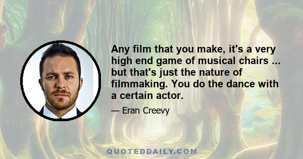 Any film that you make, it's a very high end game of musical chairs ... but that's just the nature of filmmaking. You do the dance with a certain actor.