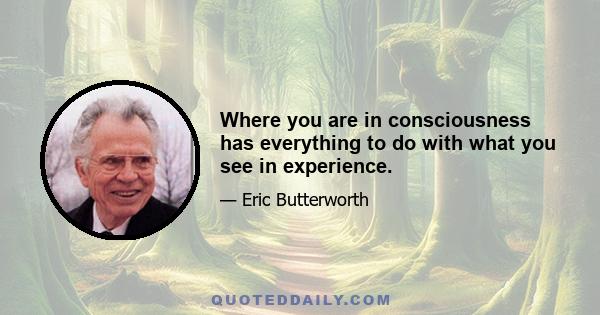 Where you are in consciousness has everything to do with what you see in experience.