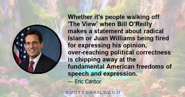 Whether it's people walking off 'The View' when Bill O'Reilly makes a statement about radical Islam or Juan Williams being fired for expressing his opinion, over-reaching political correctness is chipping away at the