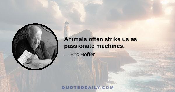 Animals often strike us as passionate machines.