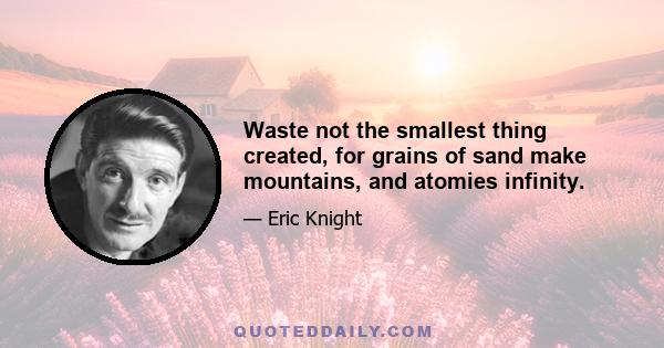 Waste not the smallest thing created, for grains of sand make mountains, and atomies infinity.