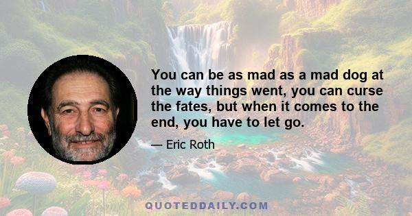 You can be as mad as a mad dog at the way things went, you can curse the fates, but when it comes to the end, you have to let go.