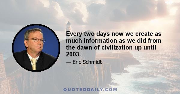 Every two days now we create as much information as we did from the dawn of civilization up until 2003.