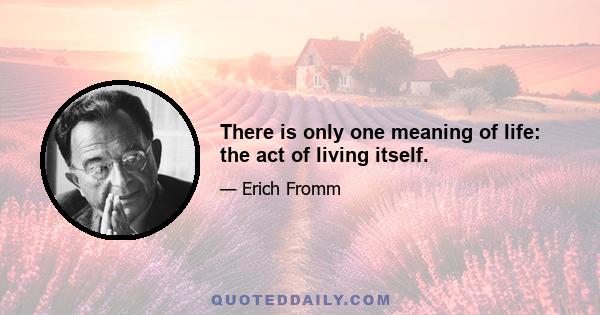 There is only one meaning of life: the act of living itself.