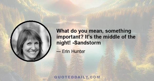 What do you mean, something important? It's the middle of the night! -Sandstorm