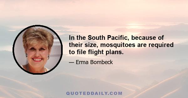 In the South Pacific, because of their size, mosquitoes are required to file flight plans.