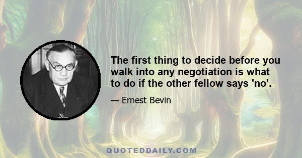 The first thing to decide before you walk into any negotiation is what to do if the other fellow says 'no'.