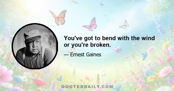 You've got to bend with the wind or you're broken.