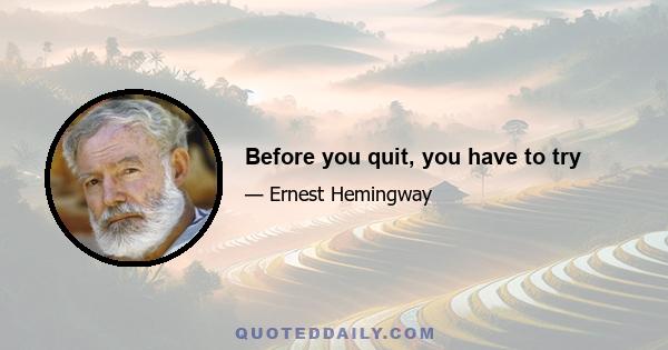 Before you quit, you have to try