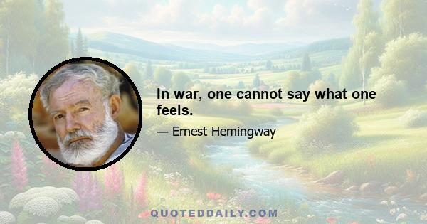 In war, one cannot say what one feels.