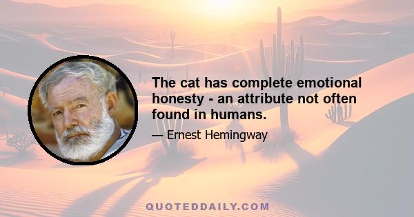 The cat has complete emotional honesty - an attribute not often found in humans.