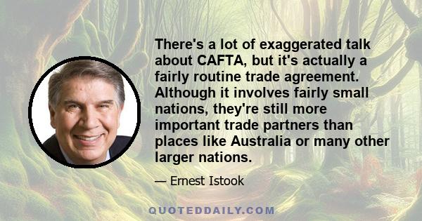 There's a lot of exaggerated talk about CAFTA, but it's actually a fairly routine trade agreement. Although it involves fairly small nations, they're still more important trade partners than places like Australia or