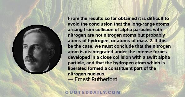 From the results so far obtained it is difficult to avoid the conclusion that the long-range atoms arising from collision of alpha particles with nitrogen are not nitrogen atoms but probably atoms of hydrogen, or atoms